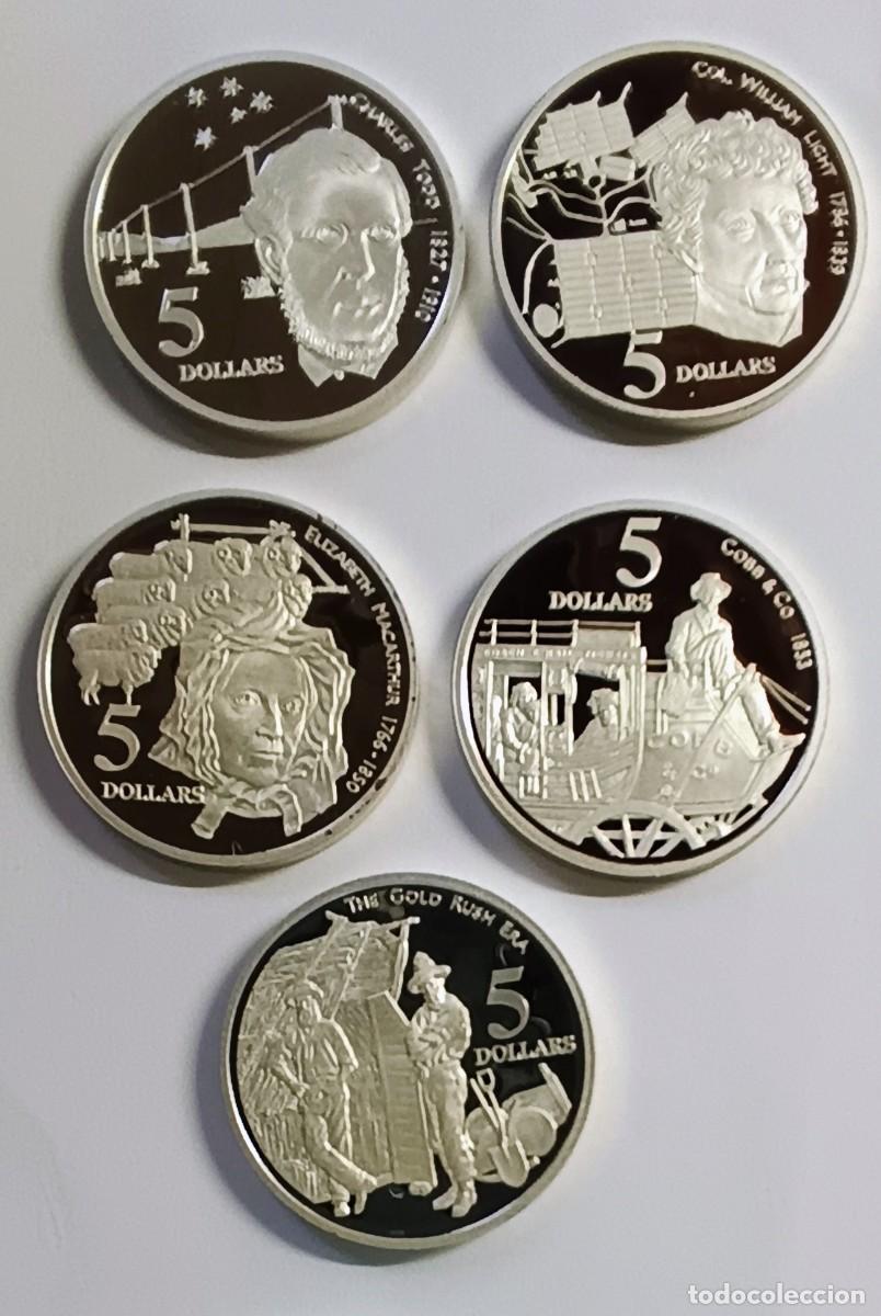 Monedas antiguas de Ocean&iacute;a: AUSTRALIA. MAGN&Iacute;FICA SERIE DE 5 MONEDAS DE 5 D&Oacute;LARES. PLATA PROOF. 1995 RARAS!!!