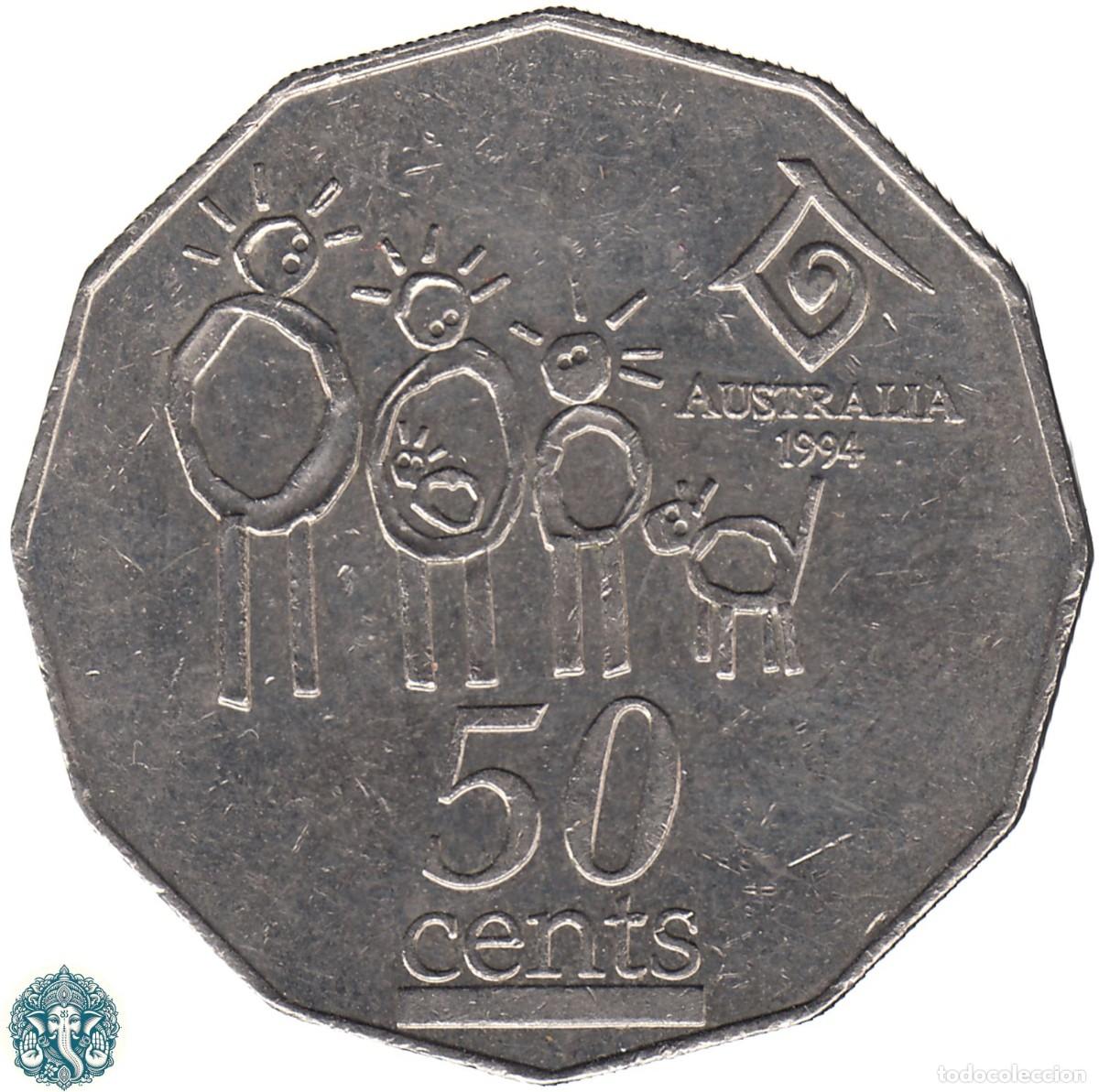 Monedas antiguas de Ocean&iacute;a: AUSTRALIA 50 Peniques 1994 A&ntilde;o internacional de la familia KM#257