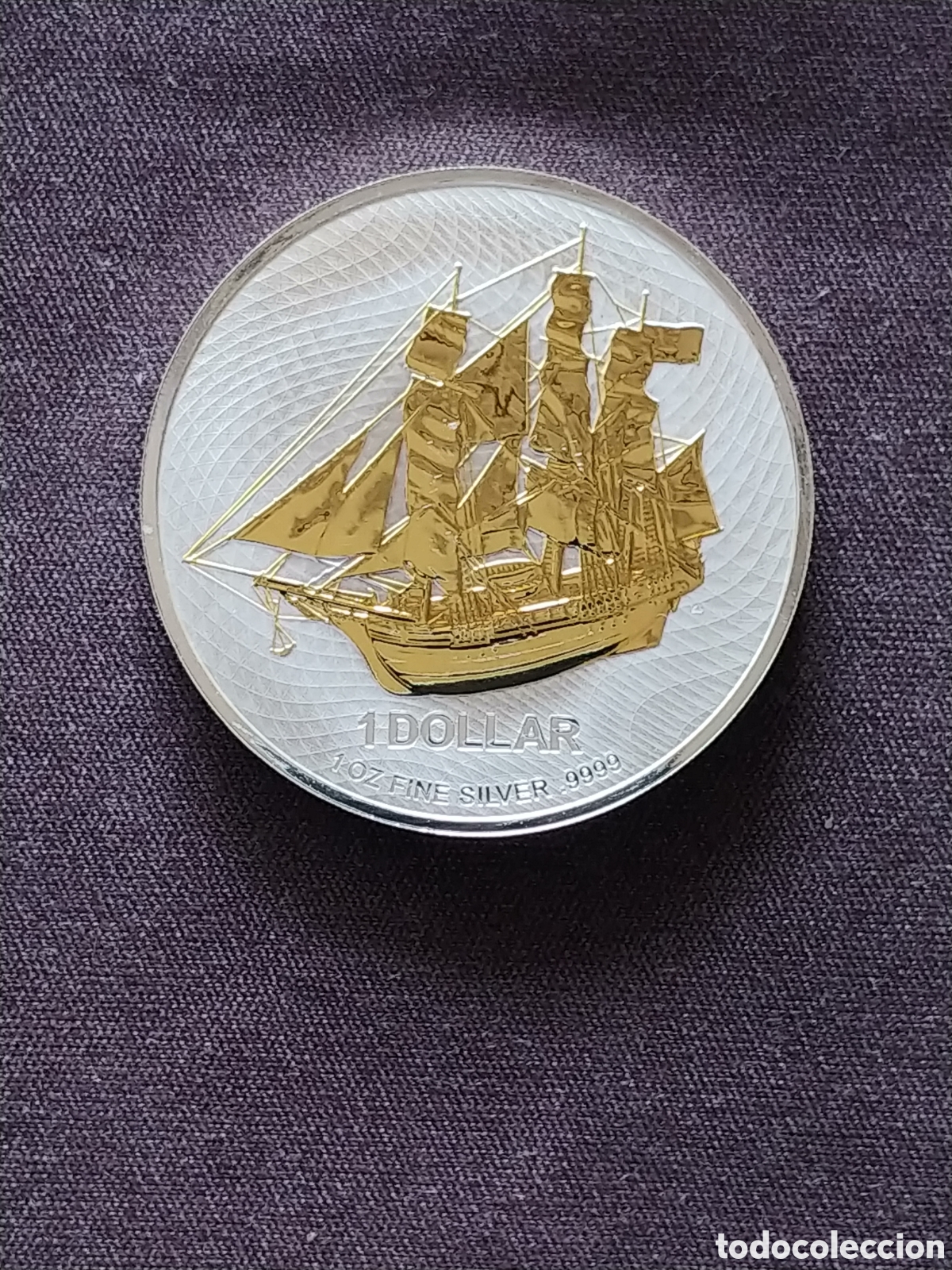 Monedas antiguas de Ocean&iacute;a: Cook Islands, &rdquo;HMS Bounty&rdquo; 1 Dollar (NZD) 2020, Ag .9999, 1 Oz, dorado selectivo, S/C