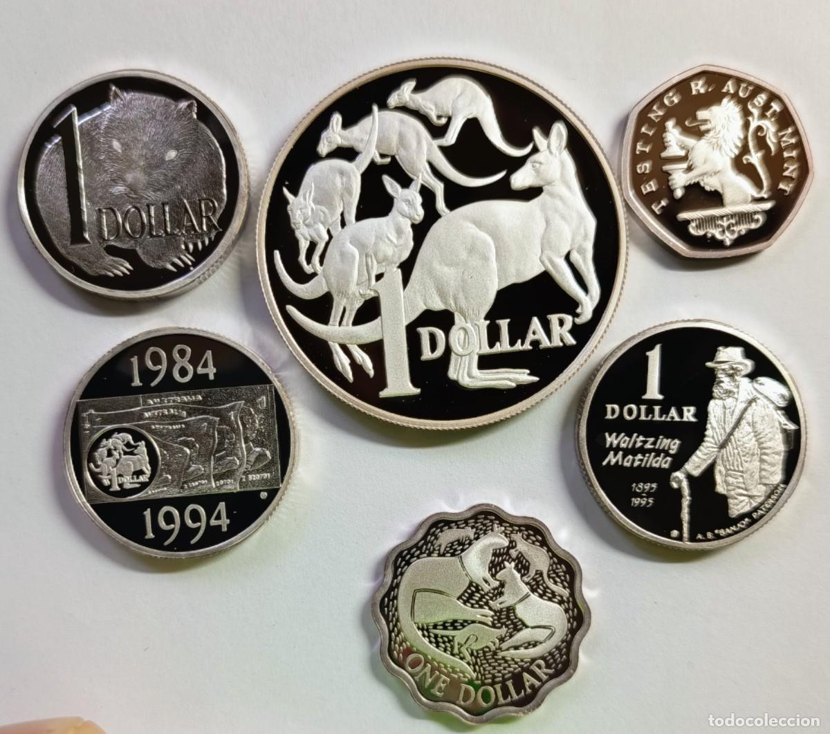 Monedas antiguas de Ocean&iacute;a: AUSTRALIA. MAGN&Iacute;FICO SET (ED. LIMIT) DE 1 D&Oacute;LAR. 6 MONEDAS PLATA (99,9%): &ldquo;MASTERPIECES IN SILVER&rdquo;.
