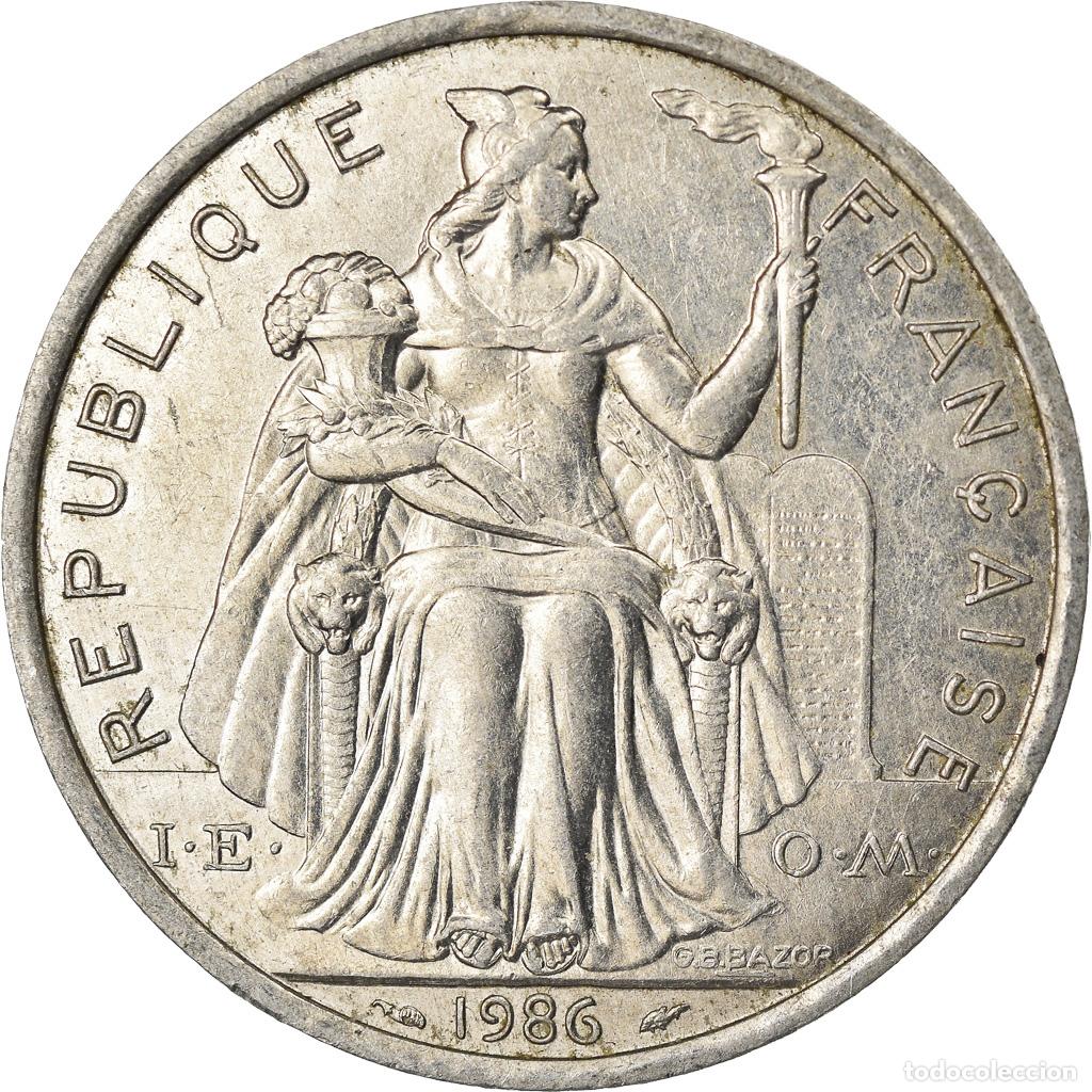 Monedas antiguas de Ocean&iacute;a: [#776394] Moneda, Nueva Caledonia, 5 Francs, 1986, Paris, MBC, Aluminio, KM:16