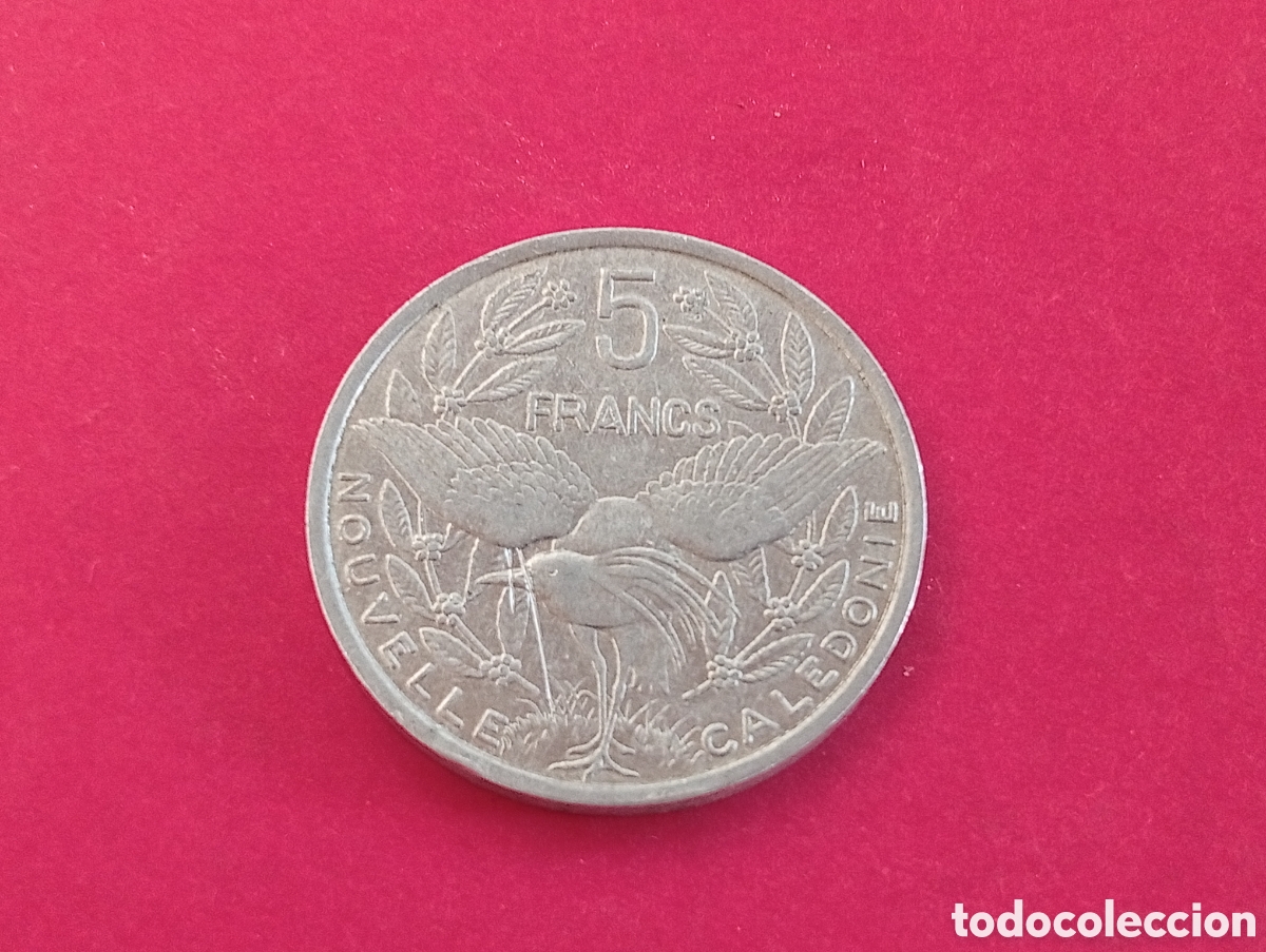 Monedas antiguas de Ocean&iacute;a: 5 francos de Nueva Caledonia 1989