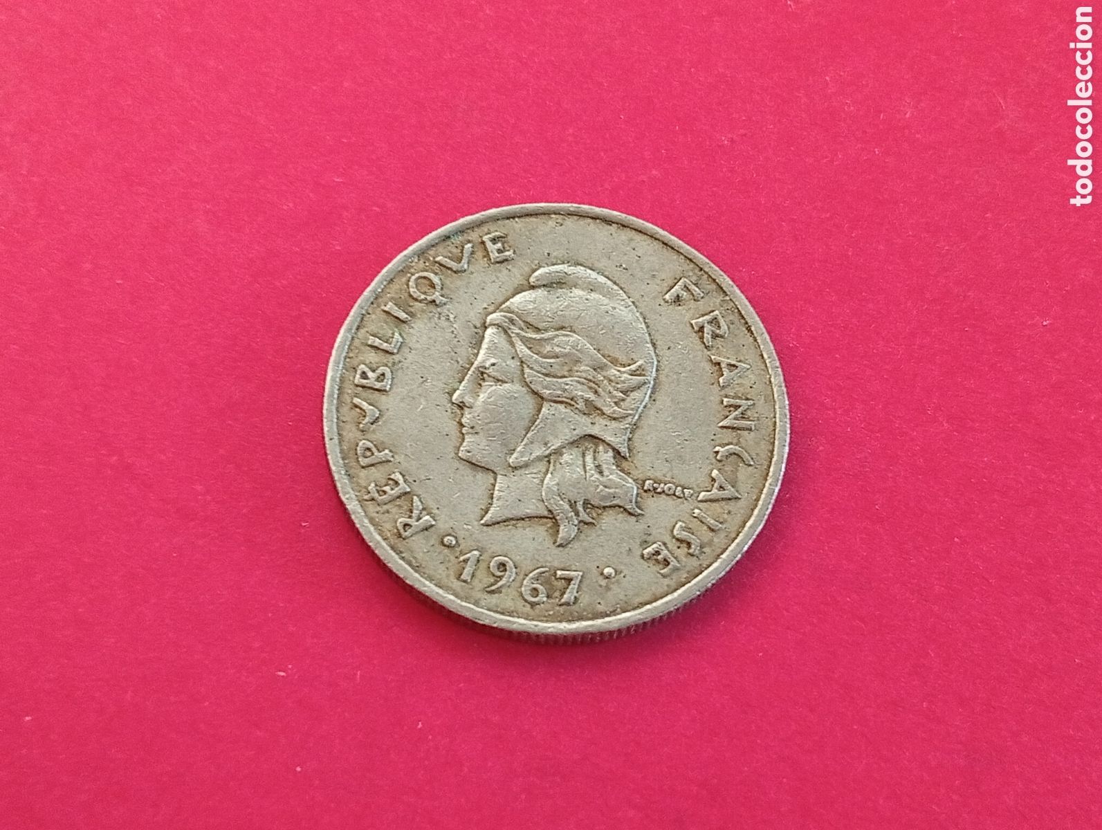 Monedas antiguas de Ocean&iacute;a: 10 francos Polinesia francesa 1967