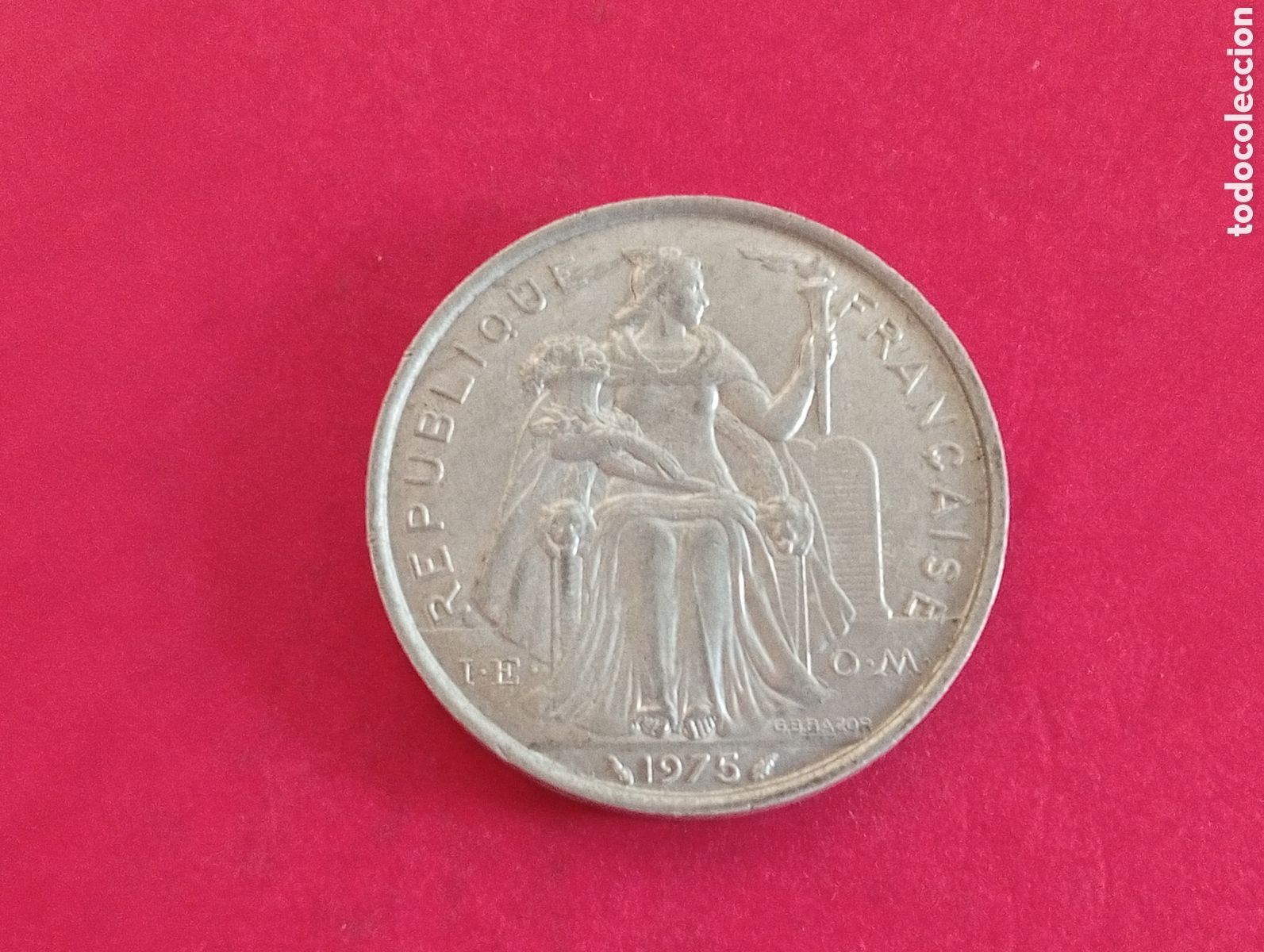 Monedas antiguas de Ocean&iacute;a: 5 francos de Polinesia francesa 1975