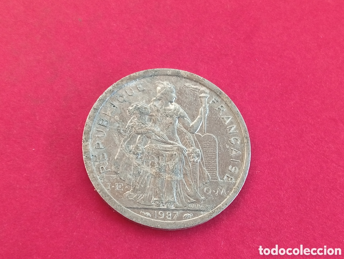 Monedas antiguas de Ocean&iacute;a: 2 francos de Nueva Caledonia 1987