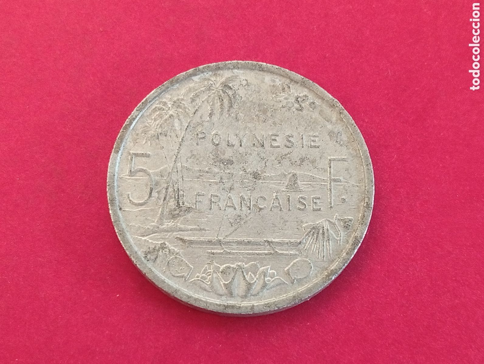 Monedas antiguas de Ocean&iacute;a: 5 francos Polinesia francesa 1965