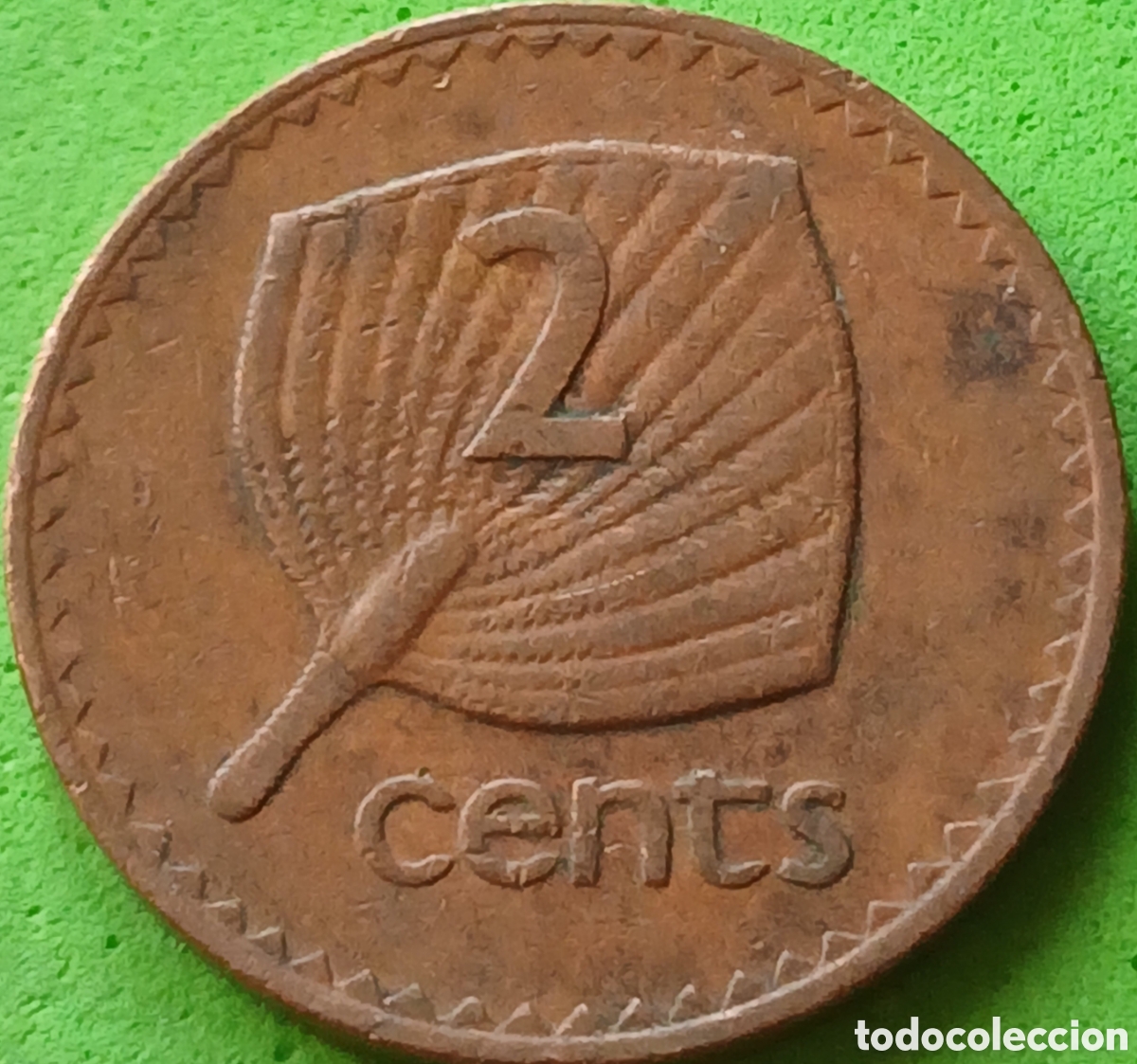 Monedas antiguas de Ocean&iacute;a: Fiji 2 cents 1975 km#28 poco com&uacute;n