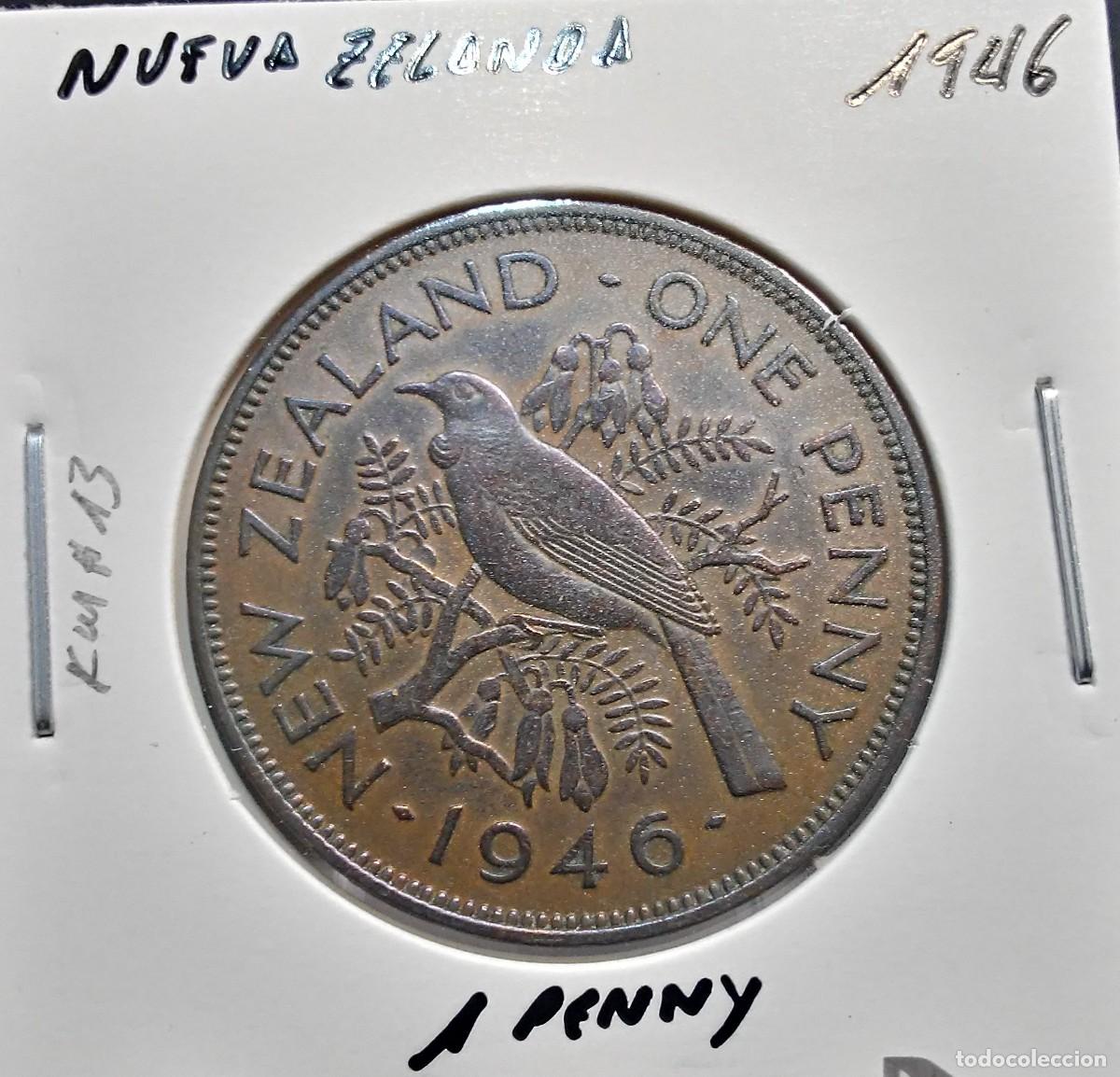 Monedas antiguas de Ocean&iacute;a: NUEVA ZELANDA 1 PENIQUE / PENNY 1946 KM#13 MBC.