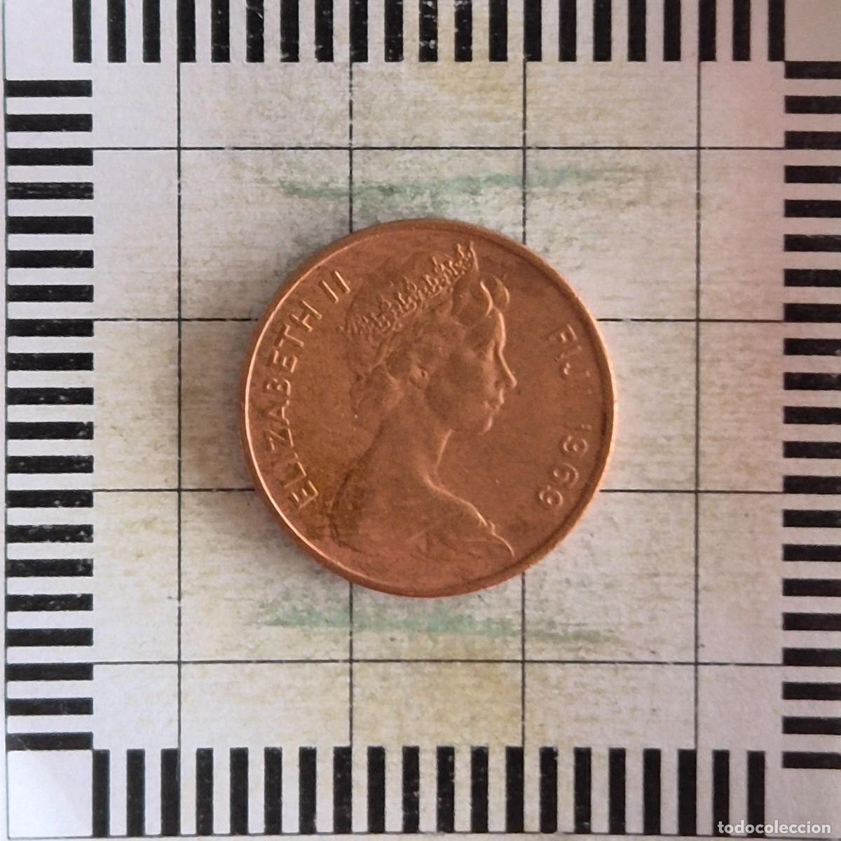 Monedas antiguas de Ocean&iacute;a: 2 CENTS, FIJI. ISABEL II, 1969. (KM#28).