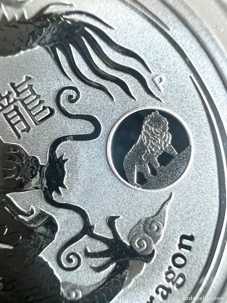Monedas antiguas de Ocean&iacute;a: Moneda Australia Lunar Series II, A&ntilde;o del Drag&oacute;n 2012, de 1 onza de plata .999, con marca privy de l