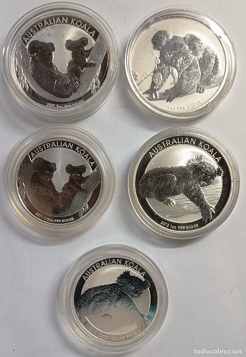 Monete antiche di Oceania: AUSTRALIA. 5 MONEDAS DE PLATA (0,999) DE LA SERIE KOALA 2010, 2011 Y 2012 (50 Cents y 1 Dollar)