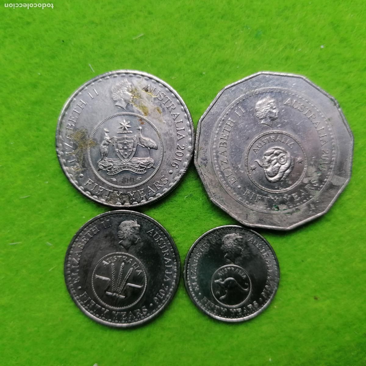 Monedas antiguas de Ocean&iacute;a: Australia 2016, 5, 10, 20 y 50 centavos, 50 aniversario sistema monetario decimal