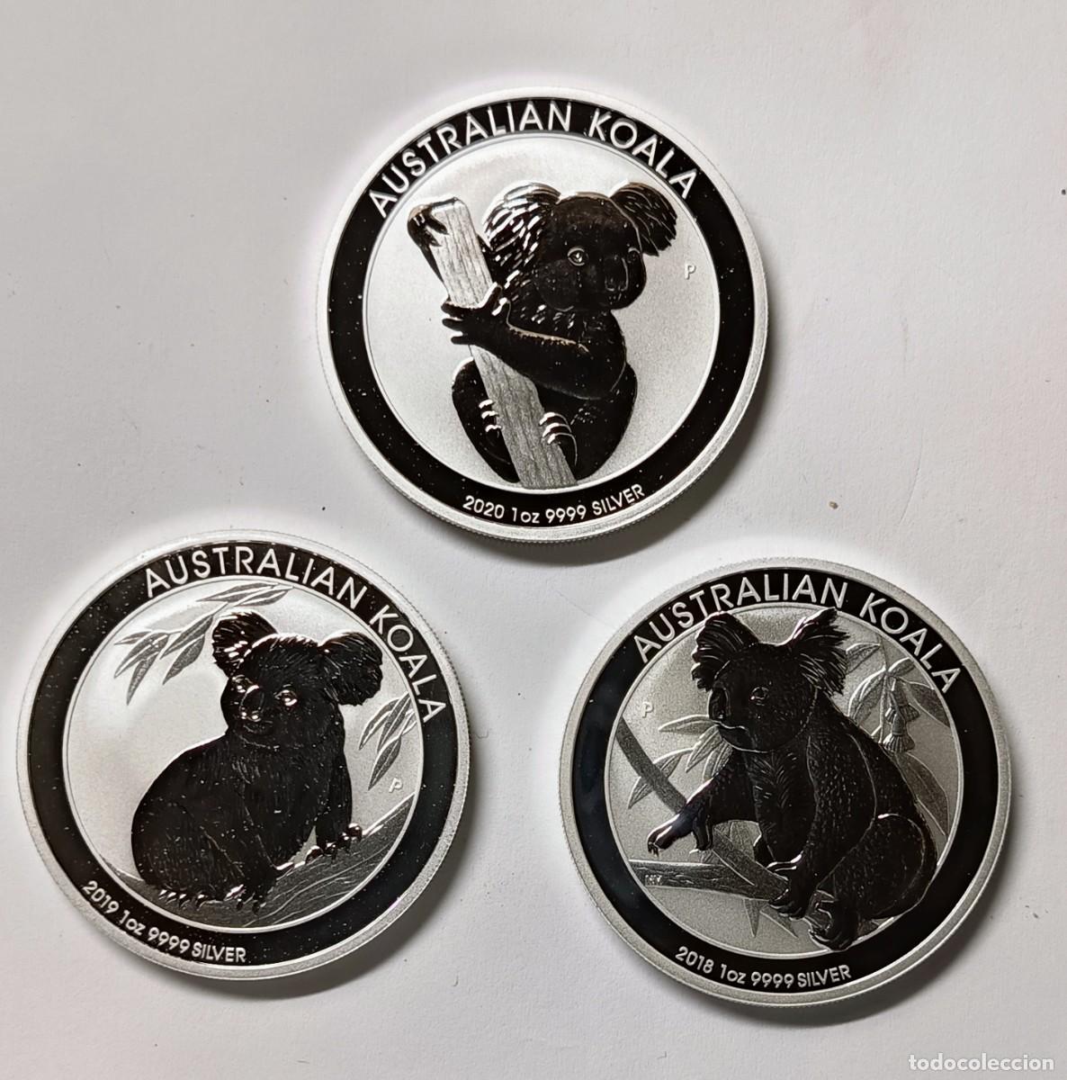 Monedas antiguas de Ocean&iacute;a: AUSTRALIA. 3 MONEDAS DE PLATA (0,999) DE LA SERIE KOALA 2018. 2019 y 2020 (1 Dollar)