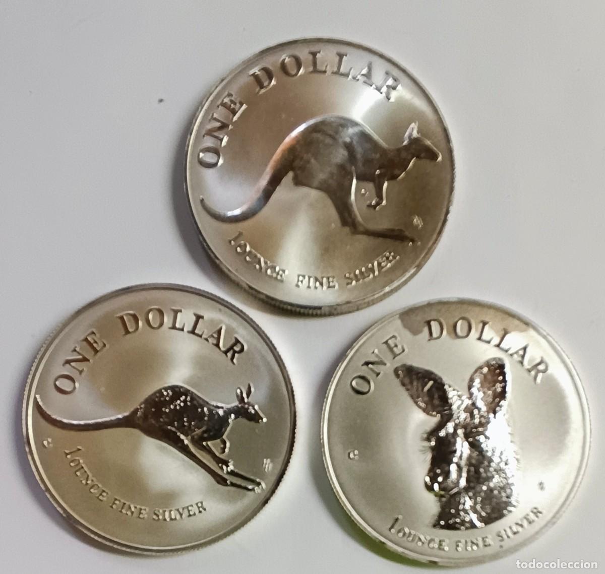 Monedas antiguas de Ocean&iacute;a: AUSTRALIA. 3 MONEDAS DE PLATA (0,999) DE LA SERIE CANGURO (1) 1993, 1994 Y 1995 (1 DOLLAR)