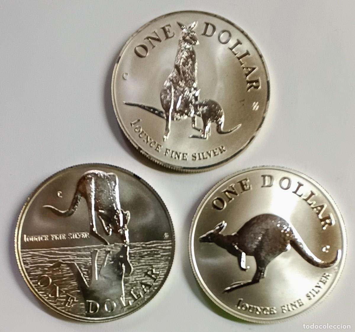 Monedas antiguas de Ocean&iacute;a: AUSTRALIA. 3 MONEDAS DE PLATA (0,999) DE LA SERIE CANGURO (2) 1996, 1997 Y 1998 (1 DOLLAR)