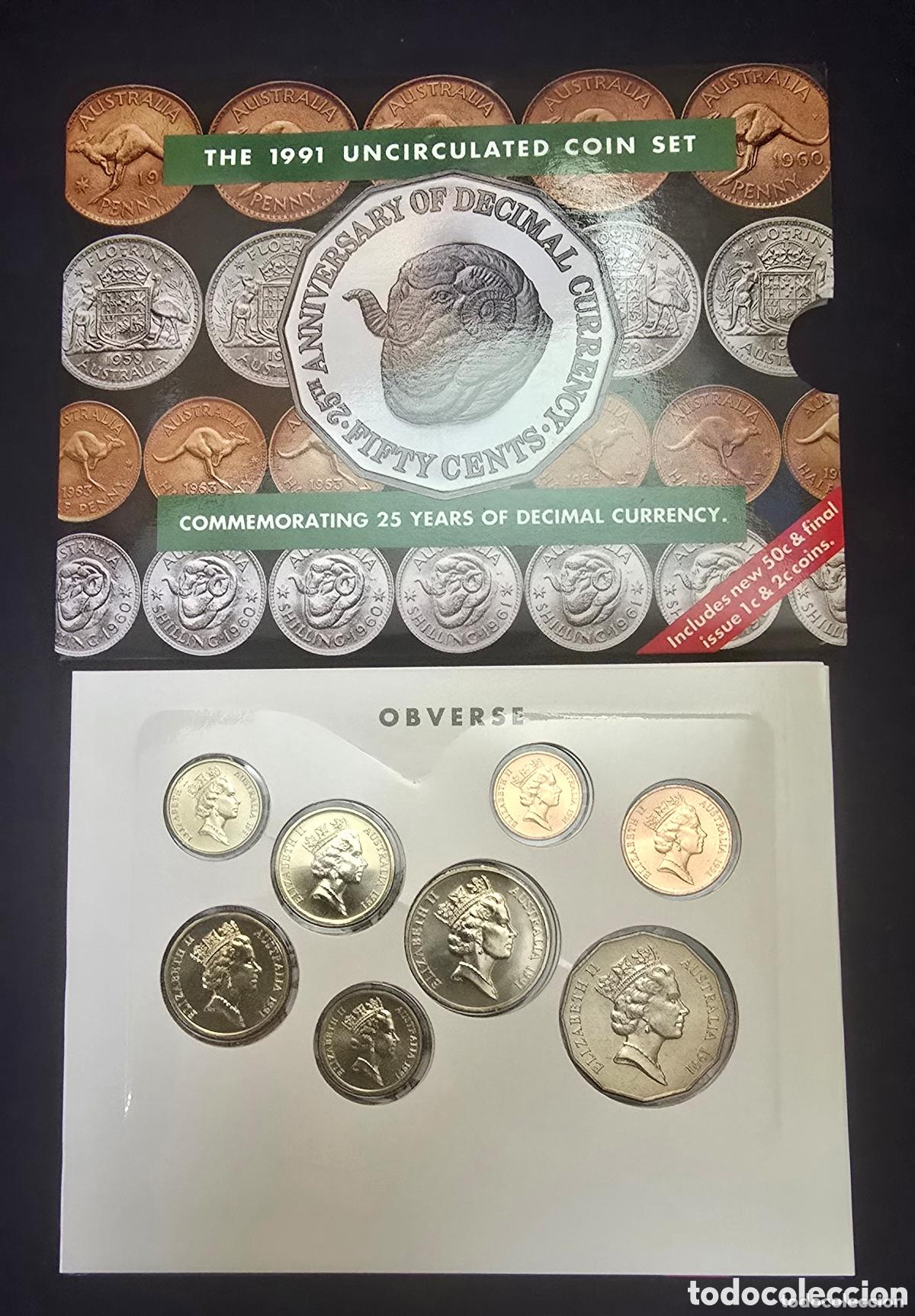 Monedas antiguas de Ocean&iacute;a: AUSTRALIA 1991. SET DE MONEDAS SIN CIRCULAR CONMEMORATIVAS DE LOS 25 A&Ntilde;OS DE LAS MONEDAS DECIMALES.
