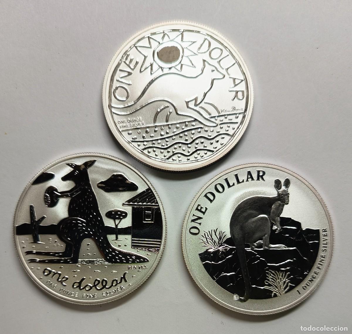 Monedas antiguas de Ocean&iacute;a: AUSTRALIA. 3 MONEDAS DE PLATA (0,999) DE LA SERIE CANGURO (6) 2008, 2009 Y 2010