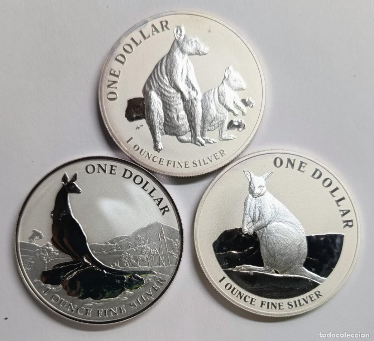 Monedas antiguas de Ocean&iacute;a: AUSTRALIA. 3 MONEDAS DE PLATA (0,999) DE LA SERIE CANGURO (7) 2011, 2012 y 2013