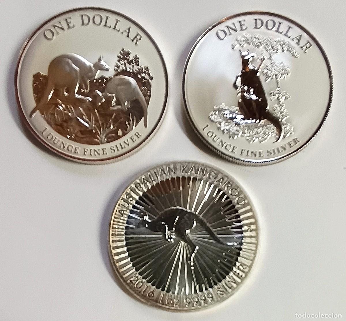 Monedas antiguas de Ocean&iacute;a: AUSTRALIA. 3 MONEDAS DE PLATA (0,999) DE LA SERIE CANGURO (8) 2014, 2015 y 2016