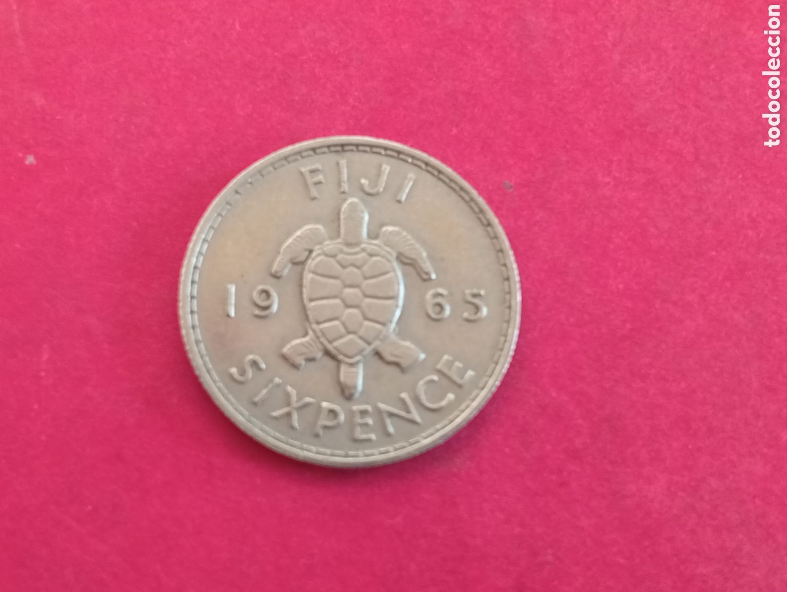 Monedas antiguas de Ocean&iacute;a: 6 peniques de Fiji 1965