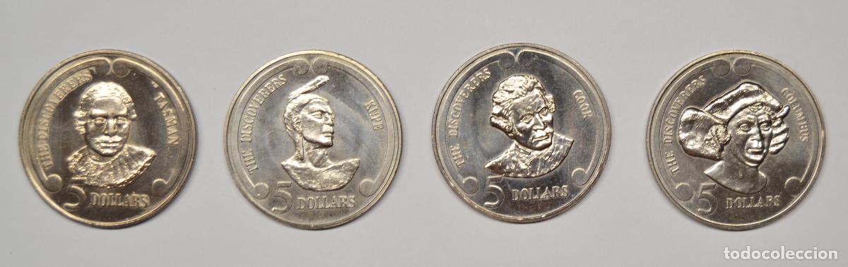 Old Coins of Oceania: LOTE 4 MONEDAS 5 DOLLARS 1992 - DESCUBRIDORES - NEW ZEALAND - LOTE 5702