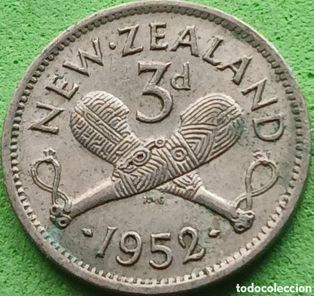 Monedas antiguas de Ocean&iacute;a: Nueva Zelanda 3 peniques 1952 km#15