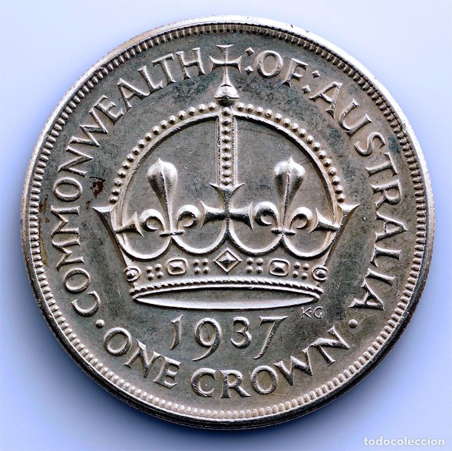 Monedas antiguas de Ocean&iacute;a: SC. Australia-Jorge VI. 1 Corona. 1937. EBC/XF Plata 28,2 g.