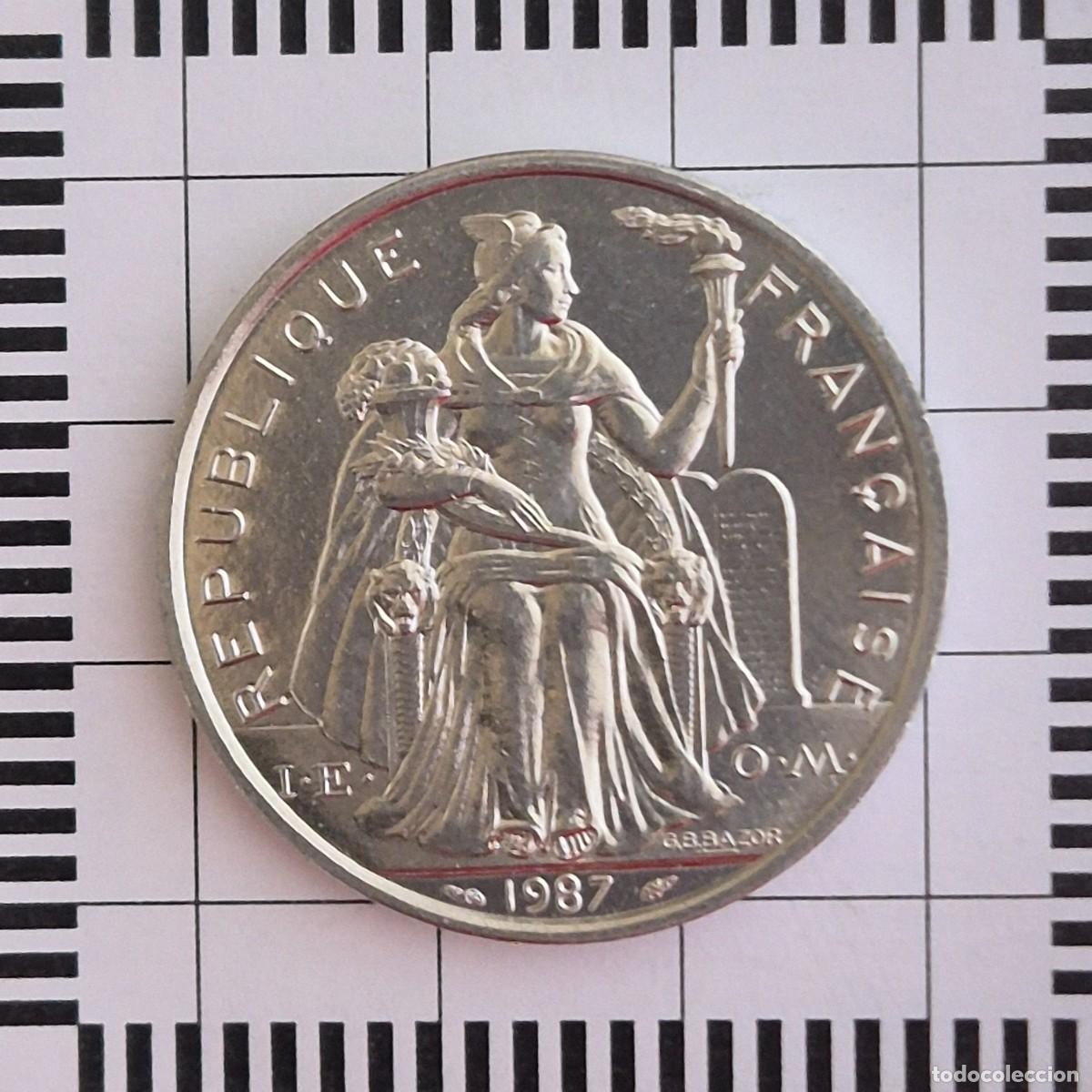 Moedas antigas da Oce&acirc;nia: 5 FRANCOS, POLINESIA FRANCESA. 1987. (KM#12).