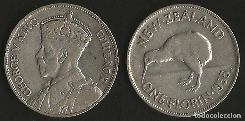 Alte M&uuml;nzen aus Ozeanien: NUEVA ZELANDA - 1 FLORIN - 1935 - PLATA