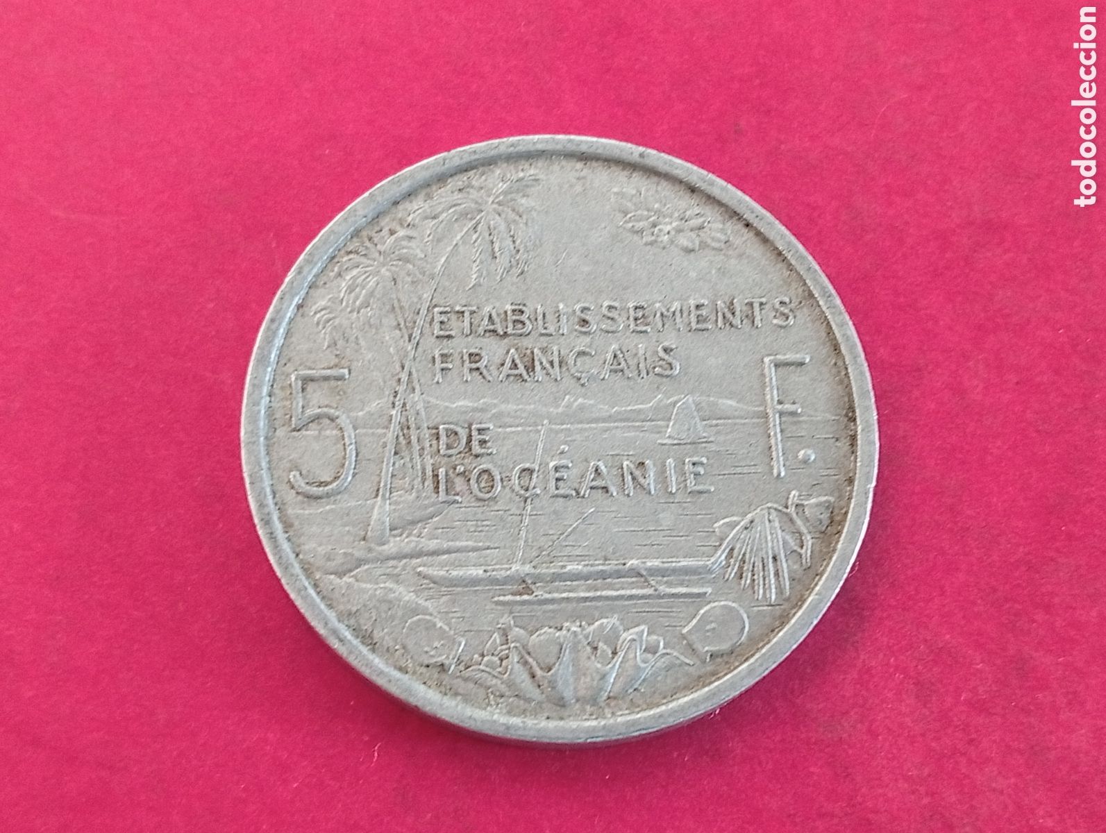 Monedas antiguas de Ocean&iacute;a: 5 francos territorios franceses de Ocean&iacute;a 1952