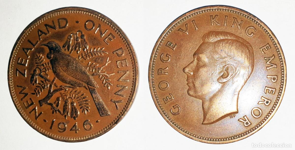 Monedas antiguas de Ocean&iacute;a: Nueva Zelanda 1 Penique 1946 - Jorge VI - KM#13