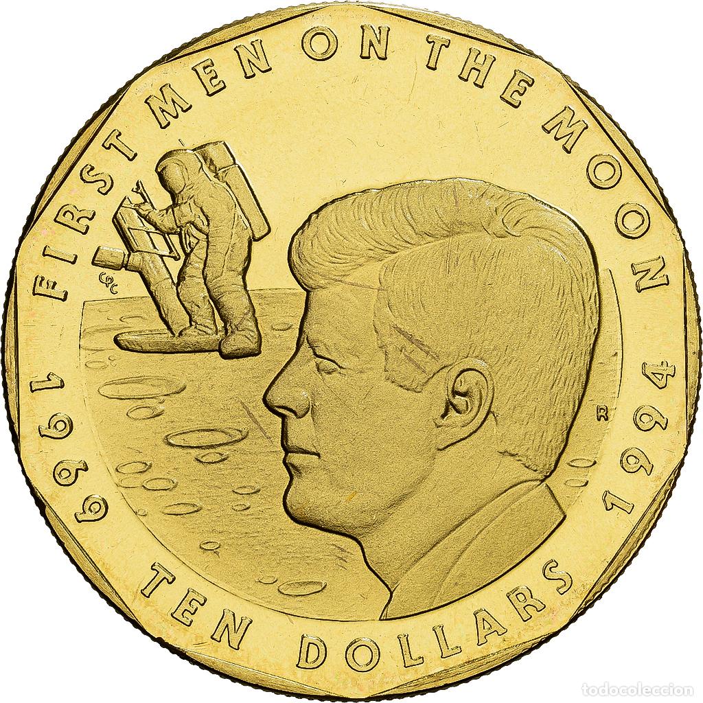 Monedas antiguas de Ocean&iacute;a: [#1513801] Islas Marshall, 10 Dollars, 25th Anniversary - First Men on the Moon, 1994