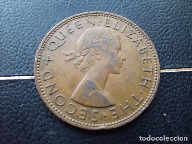 Monedas antiguas de Ocean&iacute;a: NUEVA ZELANDA 1 PENIQUE 1953