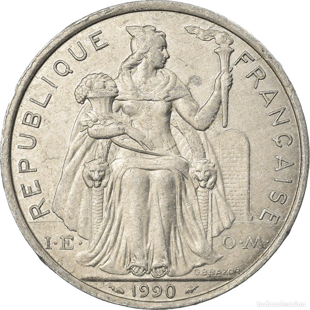Monedas antiguas de Ocean&iacute;a: [#760095] Moneda, Polinesia francesa, 5 Francs, 1990, Paris, MBC, Aluminio, KM:12