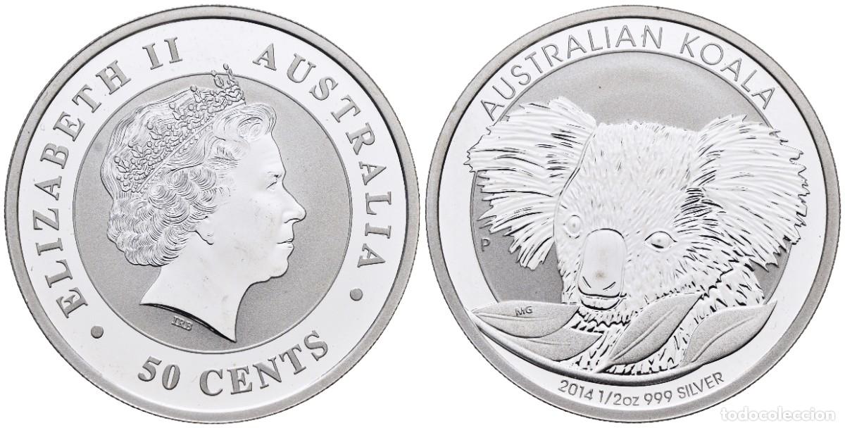 Monedas antiguas de Ocean&iacute;a: *** MAGN&Iacute;FICOS 50 CENTS DE ELIZABETH II, 2014. AUSTRALIA. KOALA. PLATA ***
