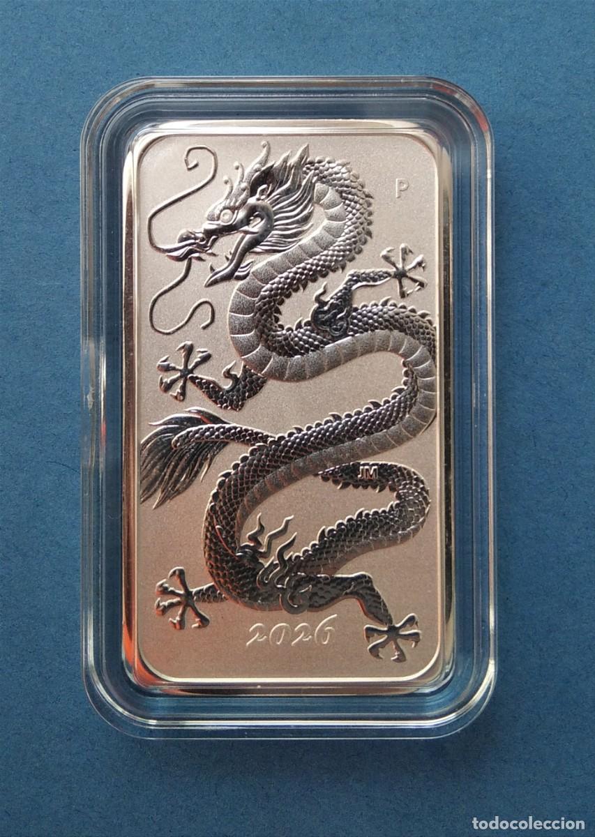 Monedas antiguas de Ocean&iacute;a: ONZA DE PLATA DRAGON RECTANGULAR 2026