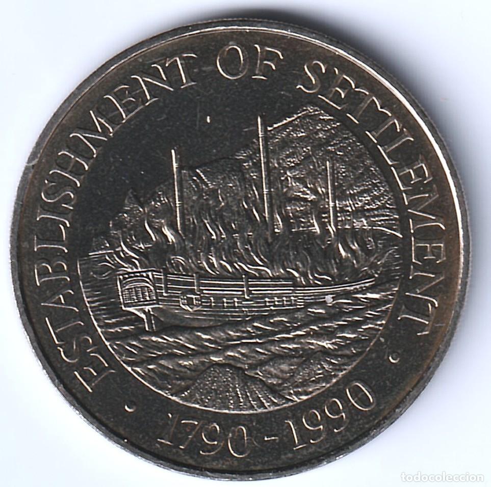 Monedas antiguas de Ocean&iacute;a: Pitcairn 1 d&oacute;lar 1990 KM# 7