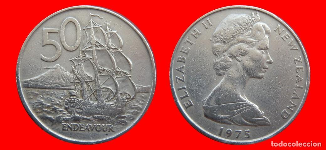 Monedas antiguas de Ocean&iacute;a: 50 CENTAVOS CENTS CENTIMOS 1975 NUEVA ZELANDA-153550