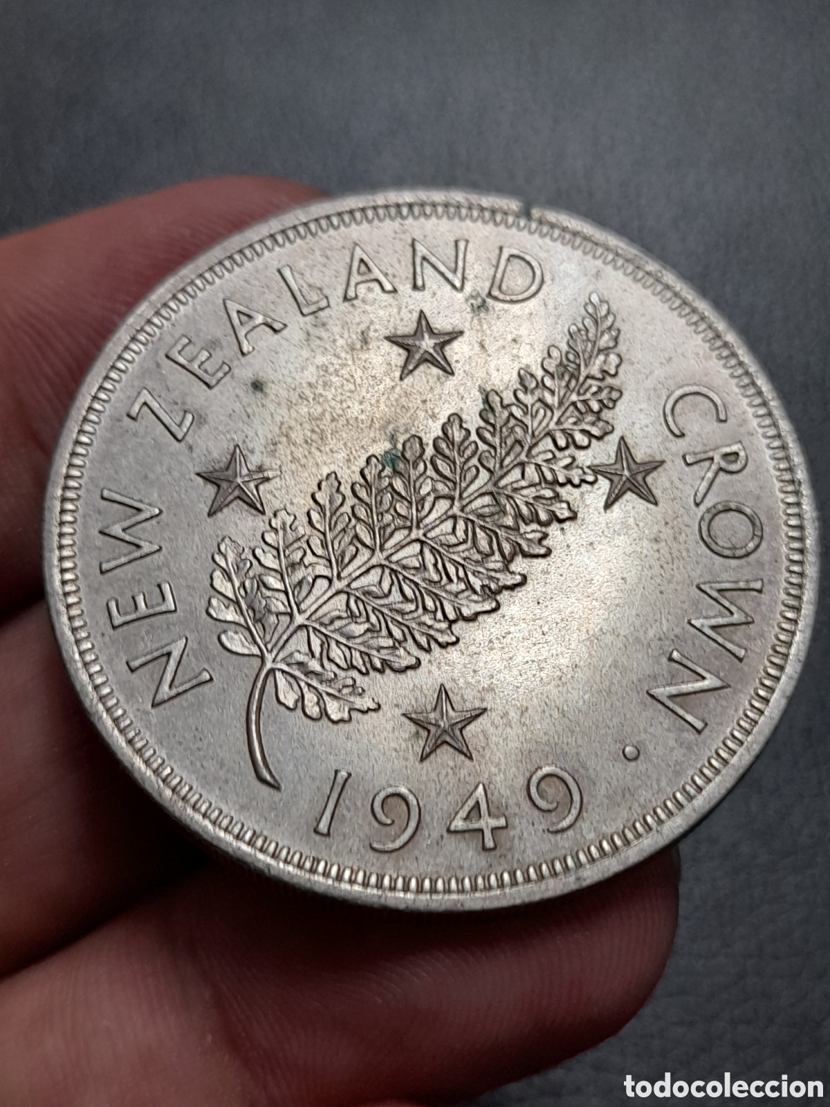 Monedas antiguas de Ocean&iacute;a: New Zealand 1 Crown 1949 Silver Nueva Zelanda 1 Corona