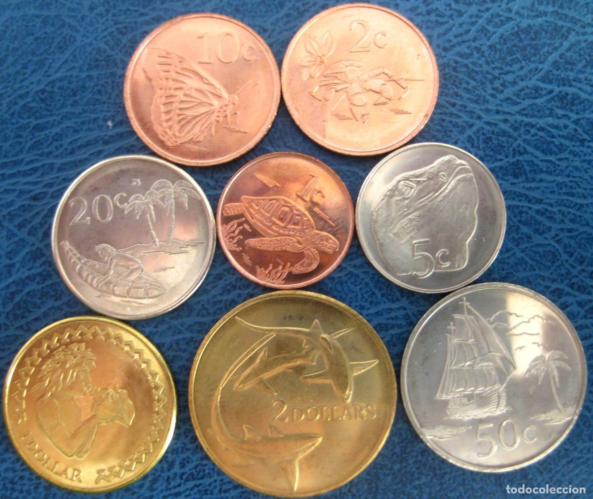 Monedas antiguas de Ocean&iacute;a: Tokelau, Set de 8 monedas: 1, 2, 5, 10, 20, 50 c 1 y 2 D&oacute;lar &rdquo;Fauna, tipismo&rdquo;/ SC./ Ver fotos.