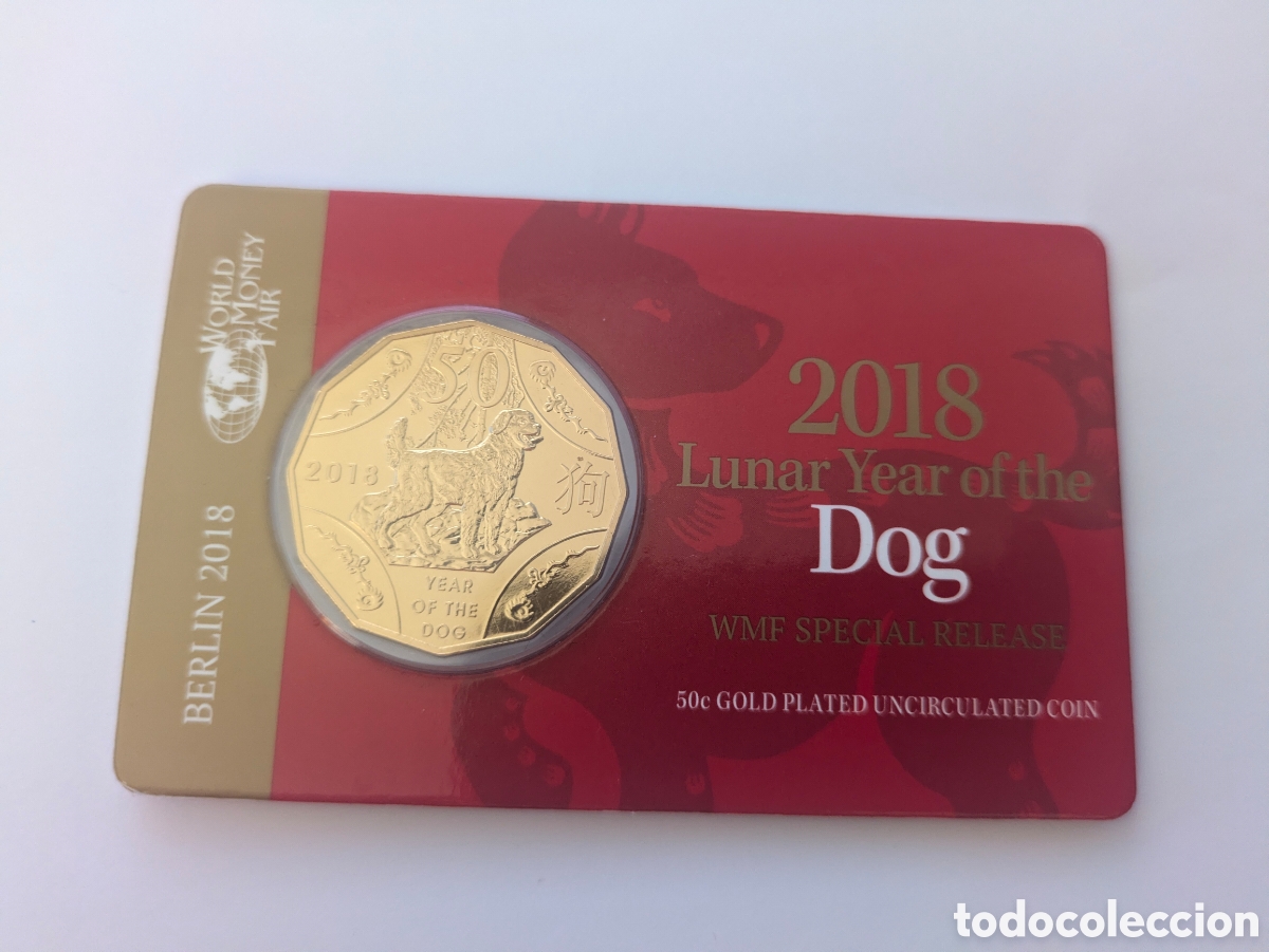 Monedas antiguas de Ocean&iacute;a: 50 c&eacute;ntimos de la Royal Australian Mint celebra el A&ntilde;o Lunar del Perro 2018