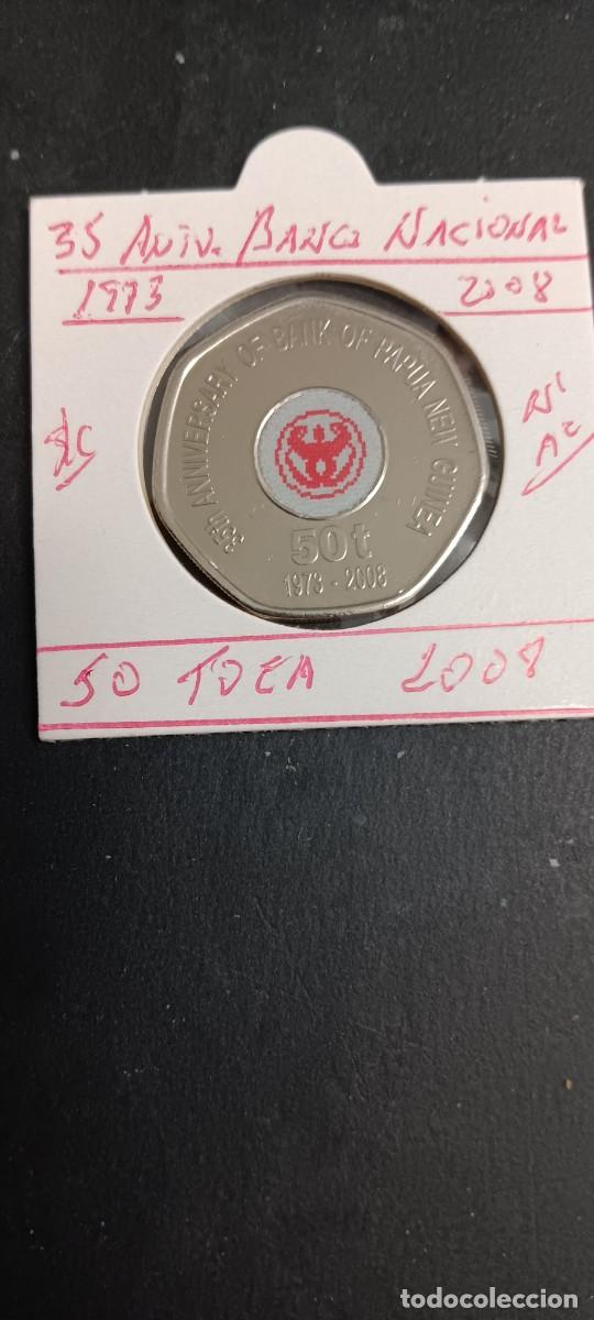Monedas antiguas de Ocean&iacute;a: PAPUA NUEVA GUINEA 50 TOEA 2008 S/C KM=54 (ACERO-NIQUEL)35 ANIV.BANCO NACIONAL 1973-2008