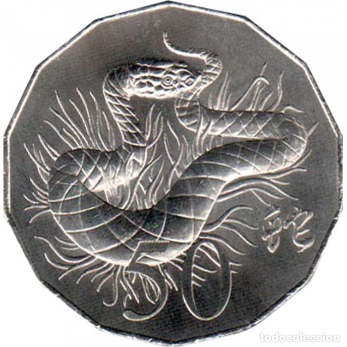 Monedas antiguas de Ocean&iacute;a: Australia, 50 centavos 2013 &rdquo;A&ntilde;o de la Serpiente&rdquo; UC#224./ Nueva, sin circular.