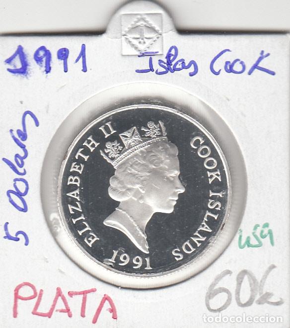 Monedas antiguas de Ocean&iacute;a: CR0459 MONEDA ISLAS COOK 5 DOLARES 1991 PLATA