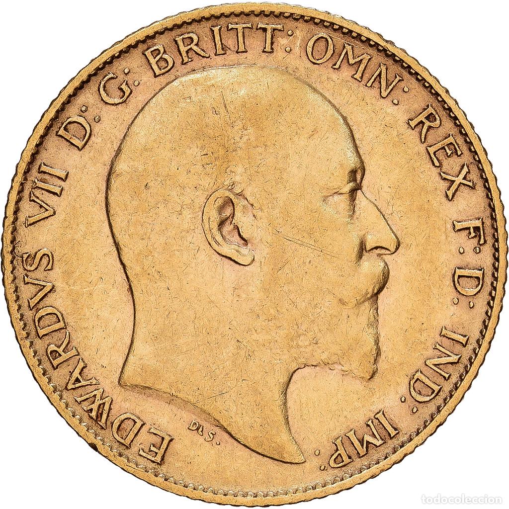 Monedas antiguas de Ocean&iacute;a: [#1121707] Australia, Edward VII, 1/2 Sovereign, 1908, Perth, Oro, MBC+, KM:804