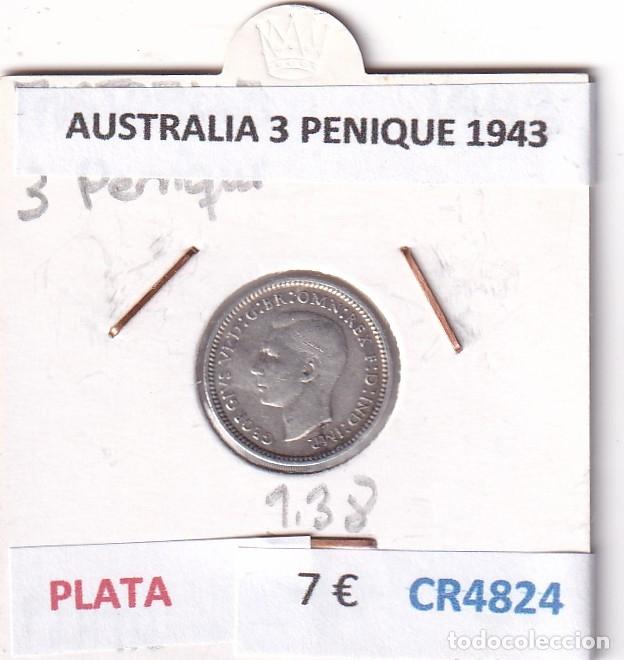 Monedas antiguas de Ocean&iacute;a: CR4824 MONEDA AUSTRALIA 3 PENIQUE 1943 PLATA