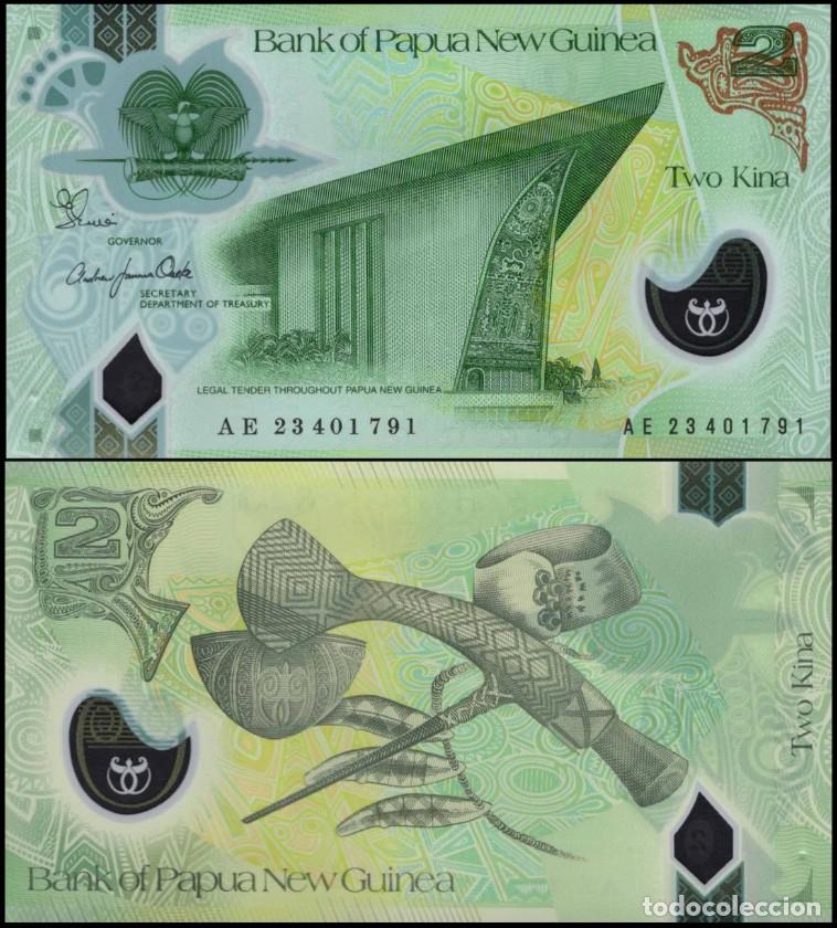 Monedas antiguas de Ocean&iacute;a: Nota Papua Nova Guin&eacute; 2 Kina 2023 - Pick #50c UNC Polimero