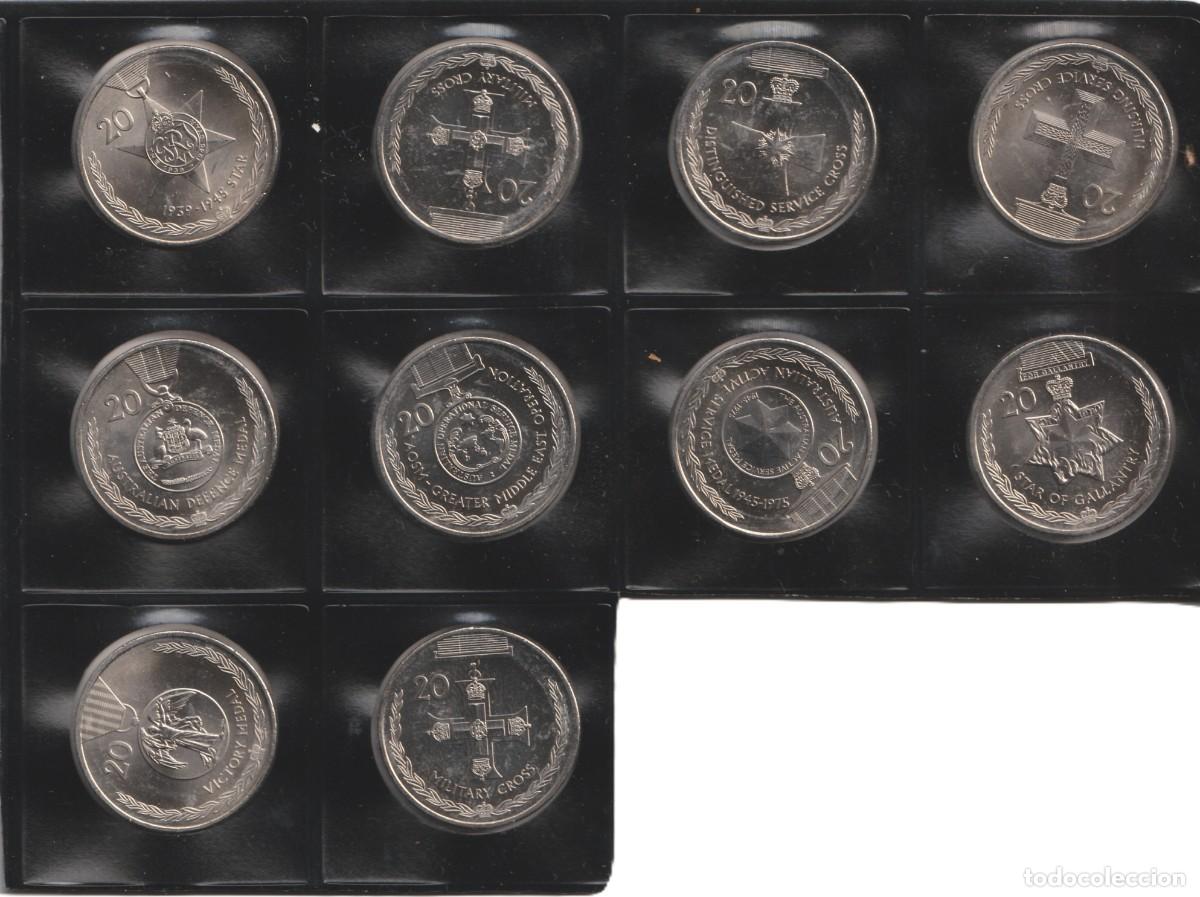 Monedas antiguas de Ocean&iacute;a: Australia set completo 10 x 20 cents , ANZAC, 2017