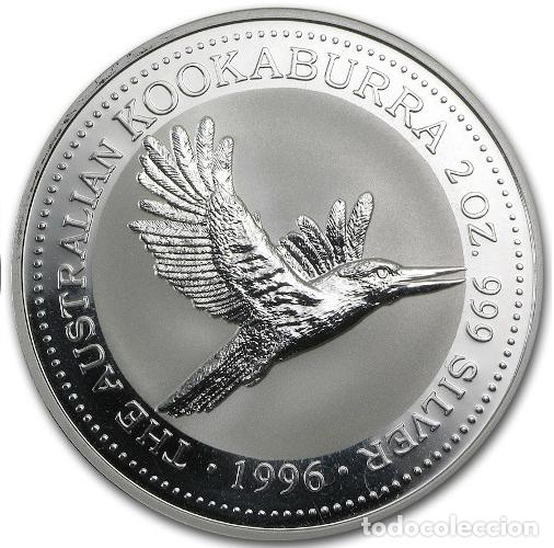 Monedas antiguas de Ocean&iacute;a: 2 onzas 999 KOOKABURRA 1996 $2 moneda plata 2 oz silver coin