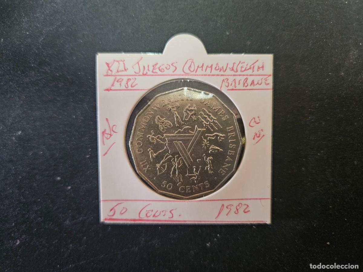 Monedas antiguas de Ocean&iacute;a: AUSTRALIA 50 CENTIMOS 1982 BC KM=74 (CUPRONIQUEL) XII JUEGOS COMMONWELTH